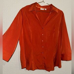 Cato Women's Rust Orange Long Sleeve Blouse